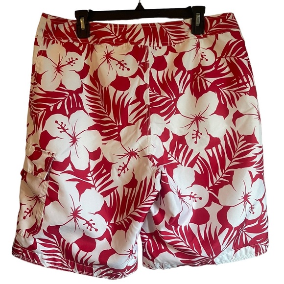 GAP Men’s Red White Hawaiian Swim Trunks Beach Shorts Drawstring Mesh Lined Lrg - Picture 4 of 13